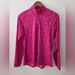 Clearance!LN! Adidas Vibrant Pink Long Sleeve Quarter Zip Athletic Top